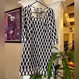 JESSICA SIMPSON Black & White Sheath Scoop Neck Dress Size 8 MSRP $128.00 NEW!!